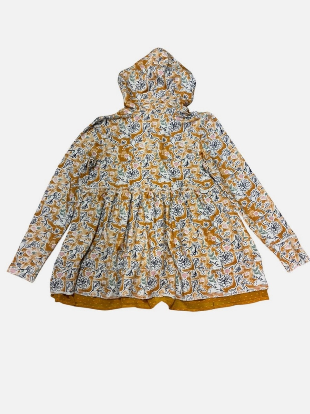 Evy’s Tree Sophie Floral Baby-doll Zip-up Hoodie Peplum Jacket Micro Mini Lg - Picture 6 of 9